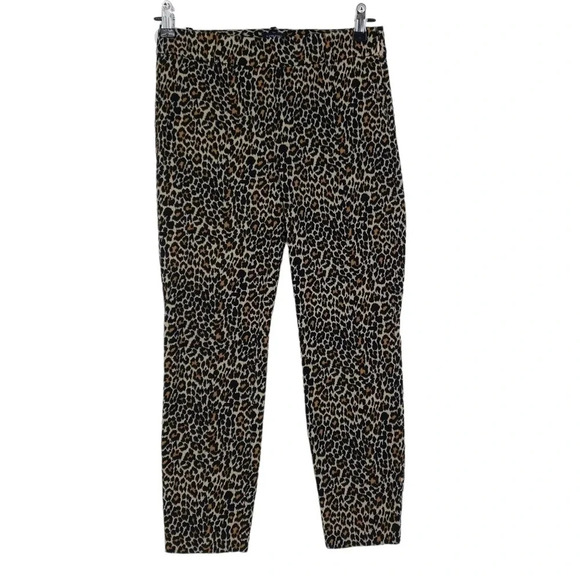 J.CREW Winnie Pant Black Leopard Mid Rise Stretch Knit Crop Ankle Pants - Picture 1 of 8